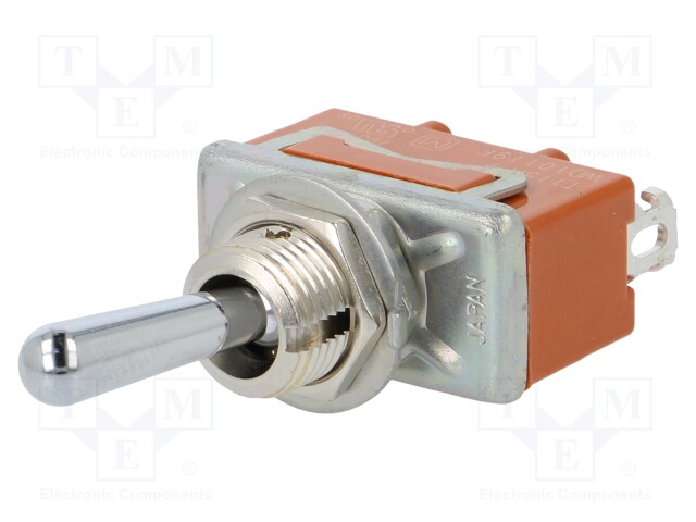 Switch: toggle; Pos: 2; SPDT; ON-(ON); Leads: for soldering