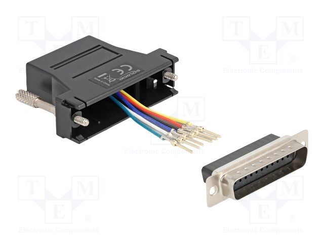 Adapter; D-Sub 25pin plug,RJ12 socket; black
