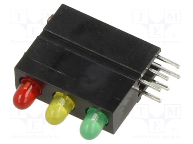 LED; in housing; 2.8mm; No.of diodes: 3; red/green/yellow; 20mA