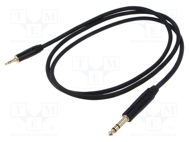 Cable; Jack 3.5mm plug,Jack 6,3mm plug; 1.5m; black; Øcable: 6mm