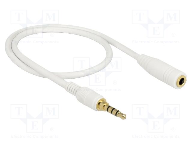 Cable; Jack 3.5mm 3pin socket,Jack 3,5mm 4pin plug; 0.5m; white