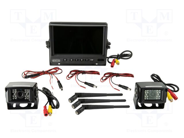 Rear view camera; 1024x600; 55°; black; 12VDC; 7"; Features: NTSC