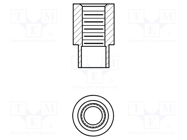 Screwed spacer sleeve; 4.34mm; Int.thread: UNC6-32; cylindrical