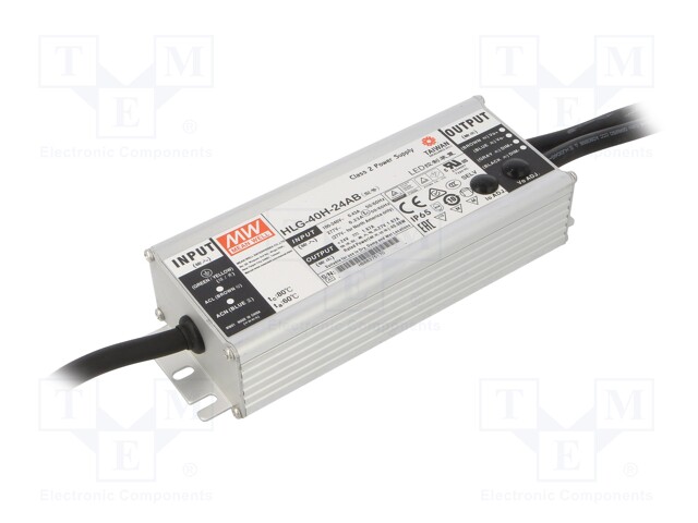 Power supply: switched-mode; LED; 40.08W; 24VDC; 22÷27VDC; 1÷1.67A