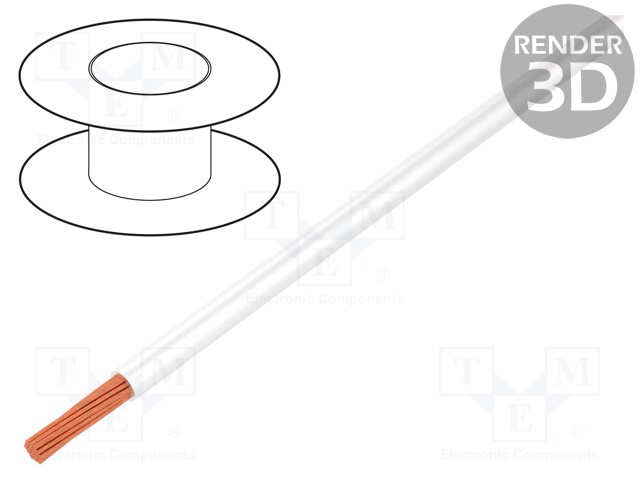Wire; Silivolt®-E; stranded; 1x0,25mm2; silicone; white; 300V; 100m