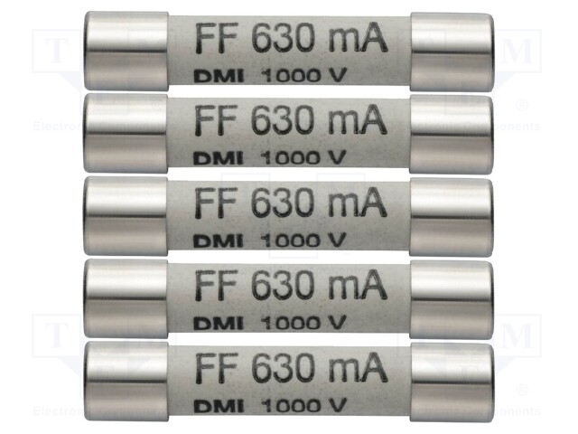 Fuse; 12g; 6x32mm; TESTO760-3; 1kV; 630mA; 5pcs.