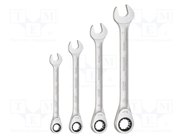 Wrench-set; rattle,combination spanner; 4pcs.