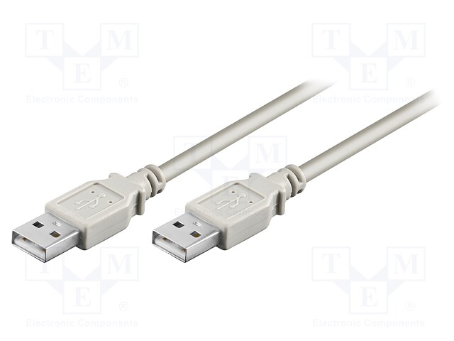 Cable; USB 2.0; USB A plug,both sides; 1.8m; grey; 480Mbps