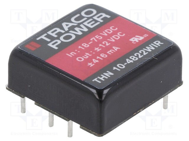 Converter: DC/DC; 10W; Uin: 18÷75V; Uout: 12VDC; Uout2: -12VDC; 1"x1"