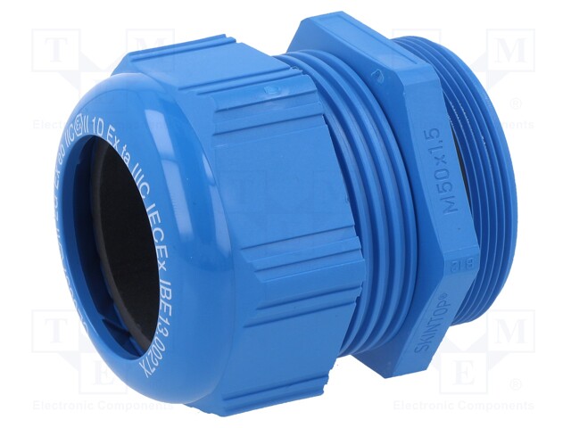 Cable gland; M50; IP68; Mat: polyamide; blue; Conform to: ATEX Ex