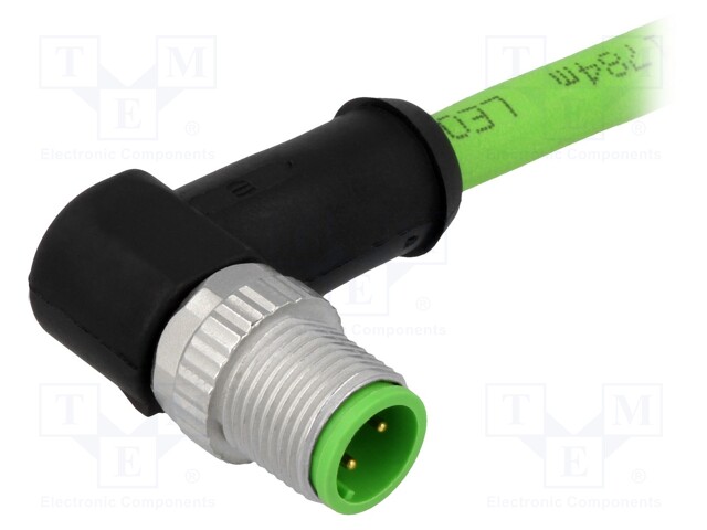 Plug; M12; PIN: 4; male; D code-Ethernet; 0.5m; Insulation: TPU