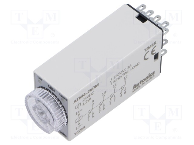 Timer; 6÷60min; 4PDT,relay; 250VAC/3A,24VDC/3A; Usup: 24VDC