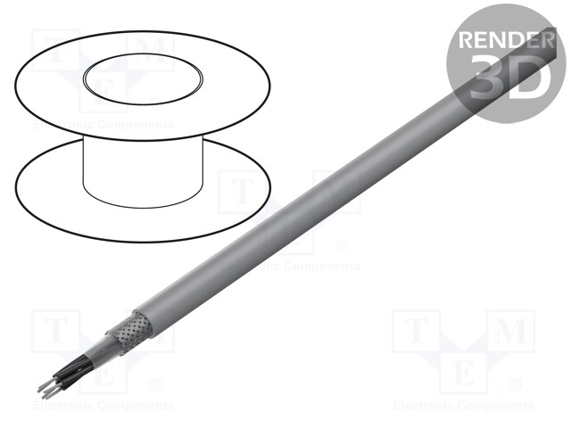 Wire; F-CY-OZ; 5x1mm2; tinned copper braid; PVC; grey; 300/500V