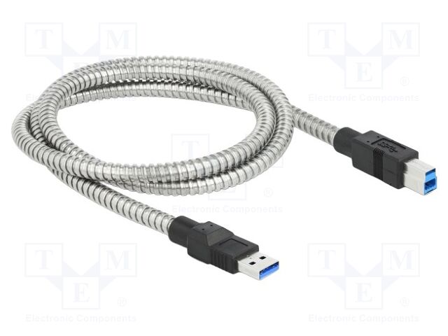 Cable; USB A plug,USB B plug; 1m; silver; 24AWG,28AWG; 5Gbps