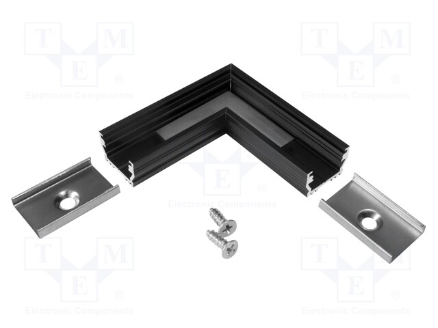 Connector 90°; black; aluminium; Application: UNI12; anodized