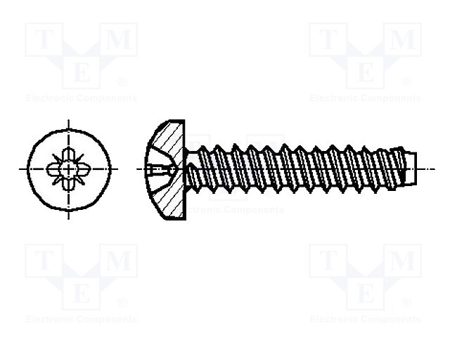 Screw; for metal; 3,5x8; Head: cheese head; Pozidriv; steel; zinc