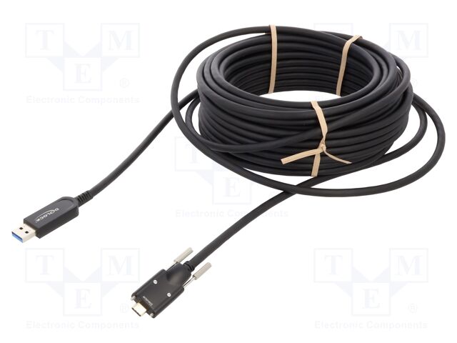 Cable; optical; USB A plug,USB C plug; 15m; black; 10Gbps; screw