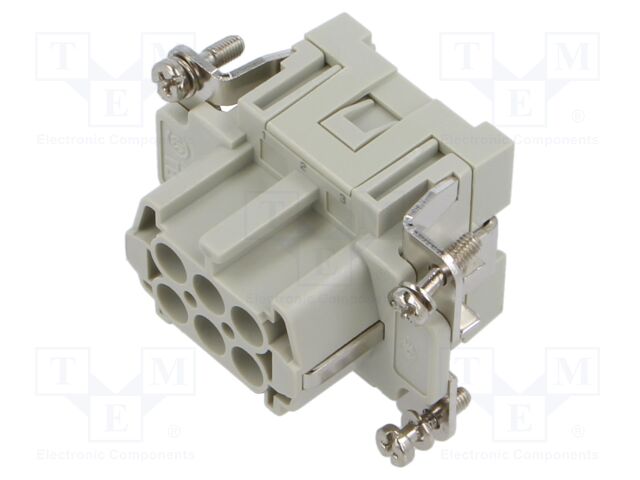 Connector: HDC; contact insert; female; CCE; PIN: 6; 6+PE; 16A; 600V