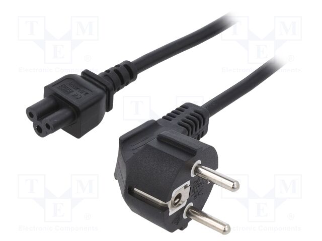 Cable; 3x0.75mm2; CEE 7/7 (E/F) plug angled,IEC C5 female; PVC