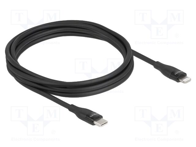 Cable; USB 2.0; Apple Lightning plug,USB C plug; 2m; black; Cu