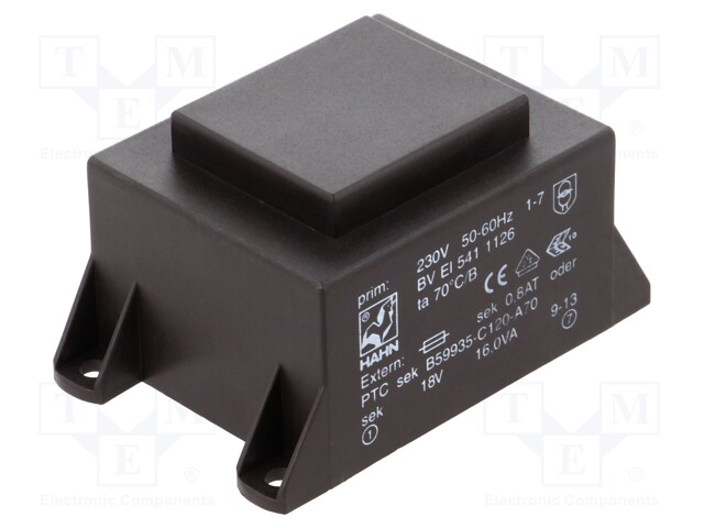 Transformer: encapsulated; 16VA; 230VAC; 18V; 889mA; Mounting: PCB