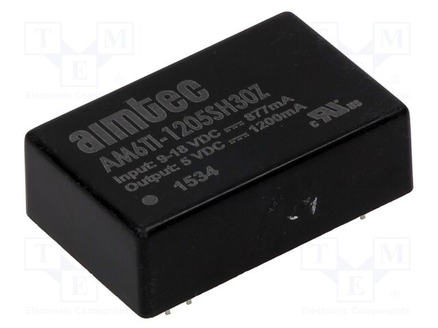 Converter: DC/DC; 6W; Uin: 9÷18VDC; Uout: 5VDC; Iout: 1.2A; DIP24