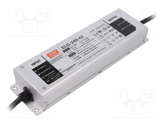 Power supply: switched-mode; LED; 239.82W; 42VDC; 5.71A; IP67
