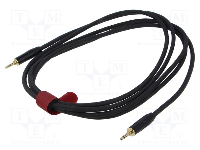 Cable; Jack 3.5mm plug,both sides; 3m; black; Øcable: 6mm; PVC