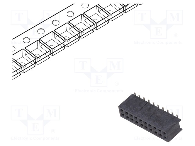 Socket; pin strips; Minitek127; female; PIN: 20; vertical; 1.27mm