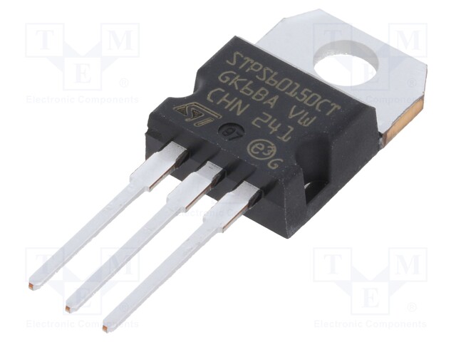 Schottky Rectifier, 150 V, 60 A, Dual Common Cathode, TO-220AB, 3 Pins, 1.05 V