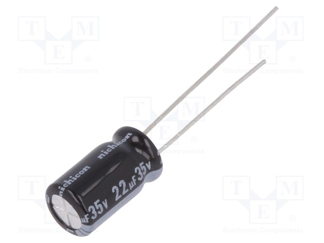 Capacitor: electrolytic; THT; 22uF; 35VDC; Ø6.3x11mm; Pitch: 2.5mm
