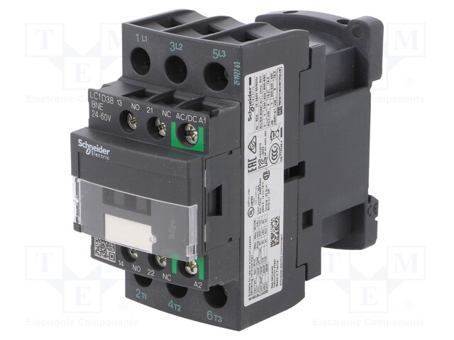 Contactor: 3-pole; NO x3; Auxiliary contacts: NO + NC; 24÷60VAC