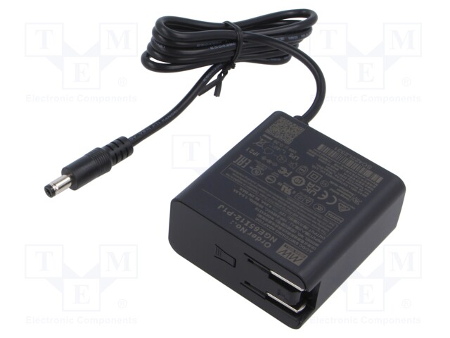 Power supply: switched-mode; plug; 12VDC; 4.88A; 58.5W; 90%