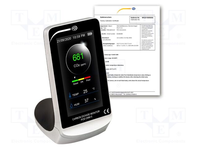 Meter: air quality; Range: 400÷5000ppm CO2; Humid.range: 20÷95%RH