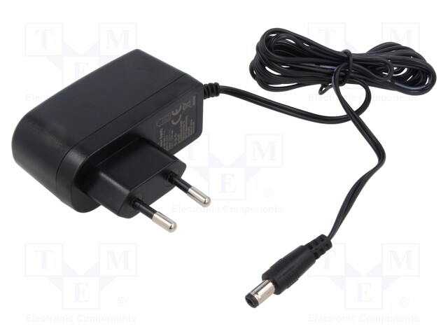 Power supply: switched-mode; plug; 12VDC; 12W; Plug: EU; 84%; black