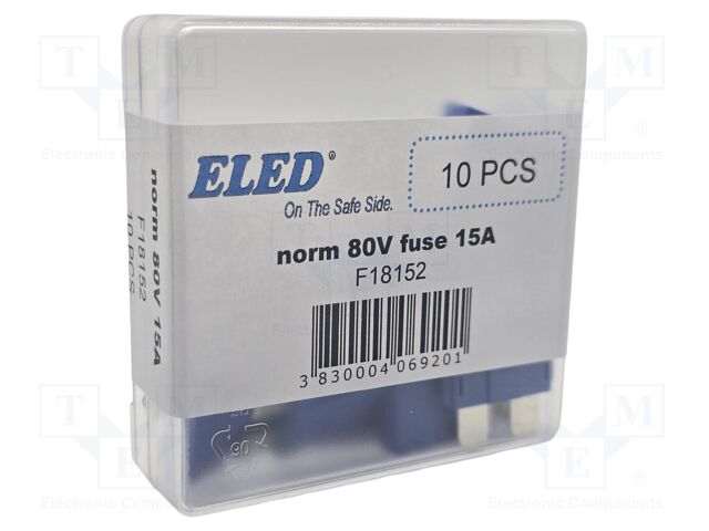 Fuse: fuse; 15A; 80VDC; automotive; 19mm; 19x5.1x20mm
