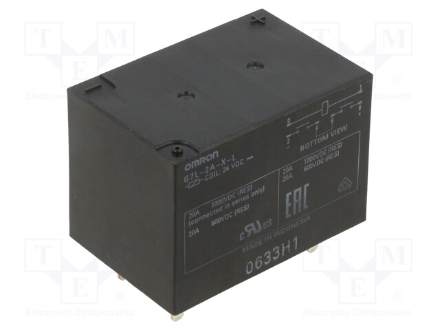Relay: electromagnetic; DPST-NO; Ucoil: 24VDC; Icontacts max: 20A