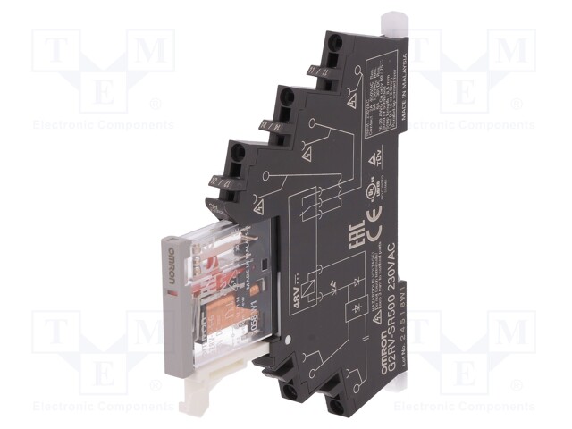 Relay: interface; SPDT; Ucoil:230VAC; 6A; 6A/250VAC; 6A/30VDC