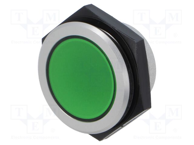 Indicator: LED; flat; green; 24VDC; 24VAC; Ø30mm; IP67; ØLED: 34mm