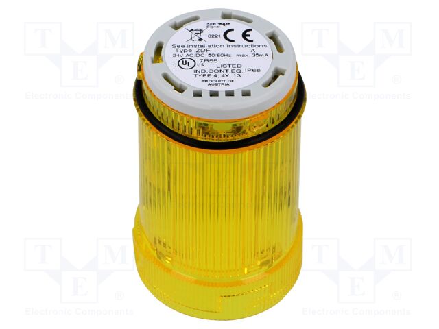 Signaller: lighting; LED; yellow; Usup: 24VDC; Usup: 24VAC; IP66
