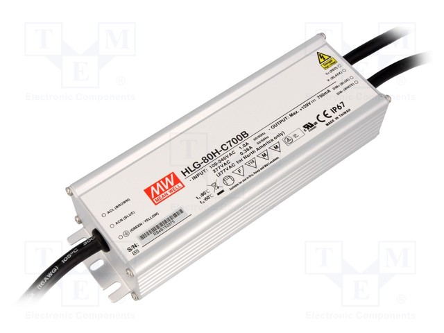 Power supply: switched-mode; LED; 90W; 167÷257VDC; 350mA; IP67