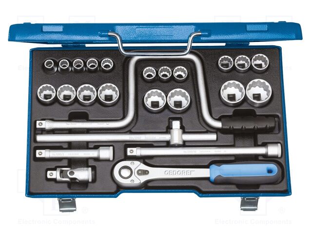Wrench-set; 12-angles,rattle,socket spanner; 1/2"; 25pcs.