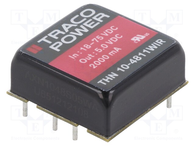 Converter: DC/DC; 10W; Uin: 18÷75V; 5VDC; Iout: 2000mA; 1"x1"; 16.5g