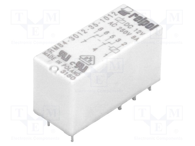 Relay: electromagnetic; DPDT; Ucoil: 12VDC; 8A/250VAC; 8A/24VDC; 8A