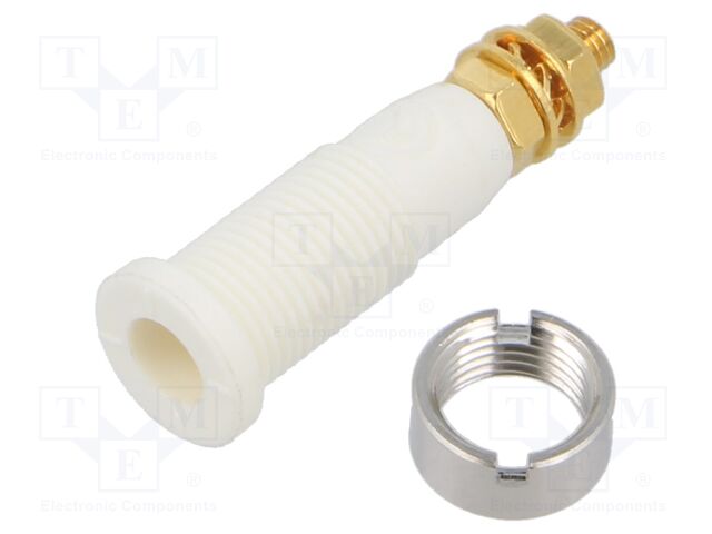 Connector: 2mm banana; socket; 10A; 1kV; 31mm; white; M3,screw