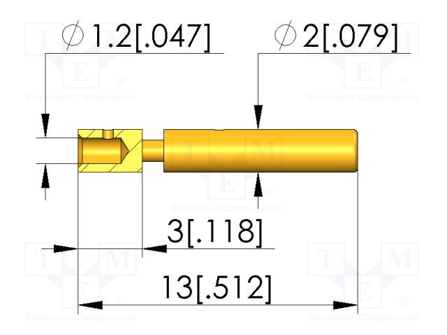 Test plug; L: 13mm; test needles; Dim: Ø1.2x13mm; plug