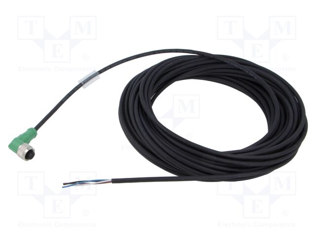 Connection lead; M12; PIN: 4; angled; 15m; socket; 250VAC; 4A; PUR