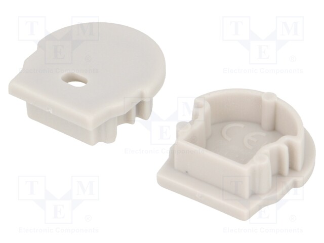 Cap for LED profiles; grey; ABS; Application: UNI12; V: with hole