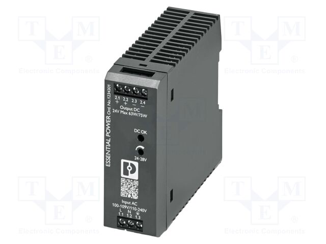 Power supply: switched-mode; for DIN rail; 75W; 24VDC; 0÷3125mA