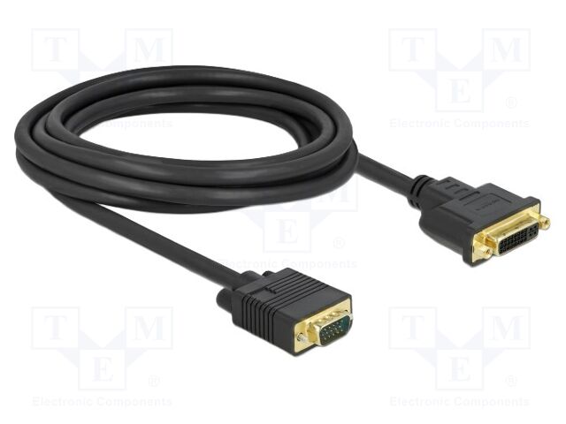 Cable; DVI-I (24+5) socket,VGA male; single link; Len: 3m; black
